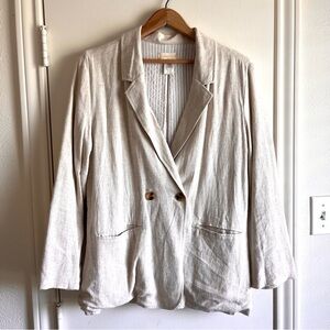 Altar’d State Linen Blend Beige Lightweight Jacket Blazer Style Size L